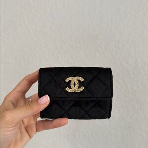 CHANEL Black Quilted Mini Wallet with Gold CC Emblem (GWP)